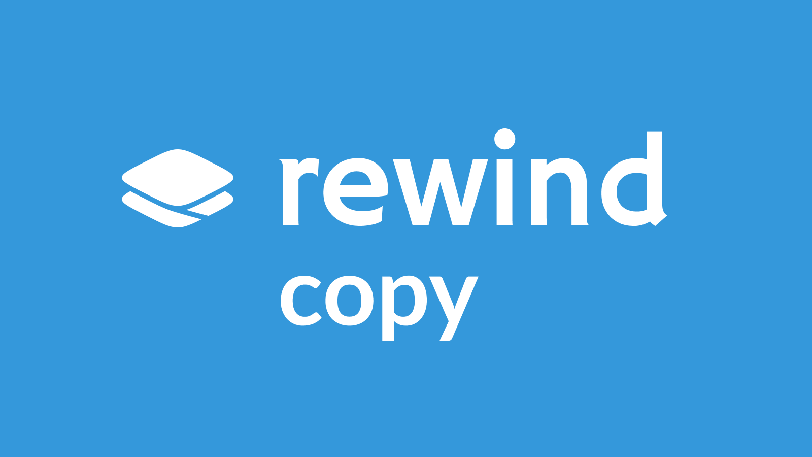 Copy ai. Rewind. Shopify logo Blue. Made simple.