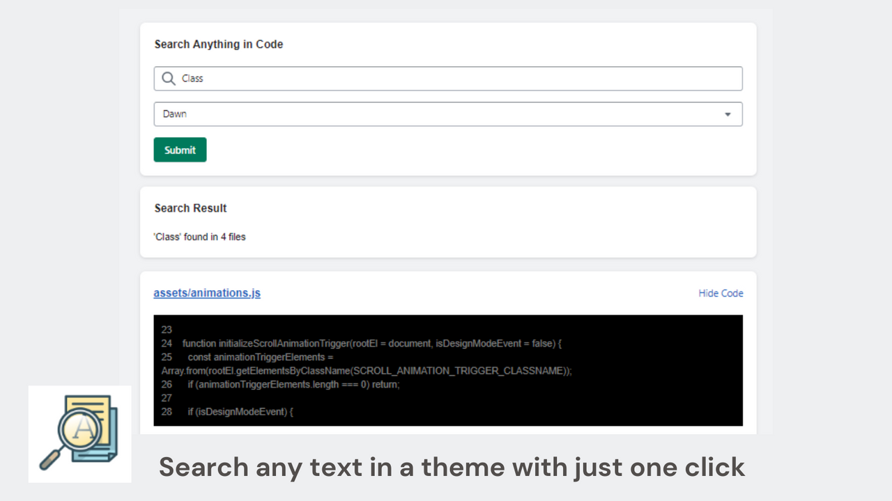 Capture d'écran de la barre de recherche de texte