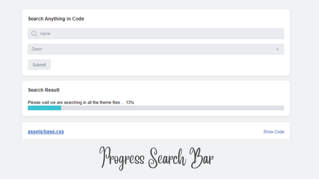Captura de pantalla de la barra de progreso de búsqueda