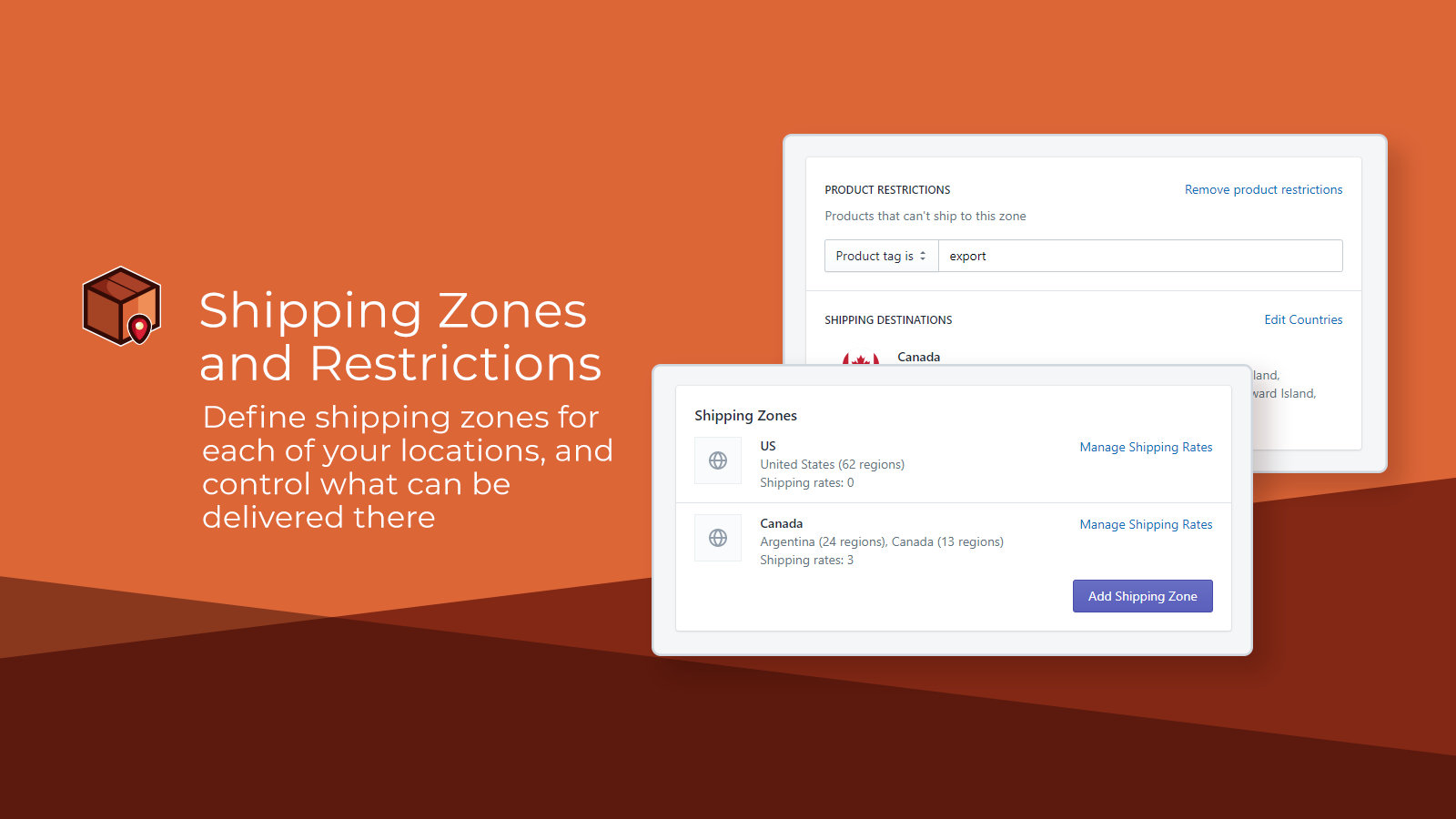 Parcelify shipping zones let you choose what regions rates apply