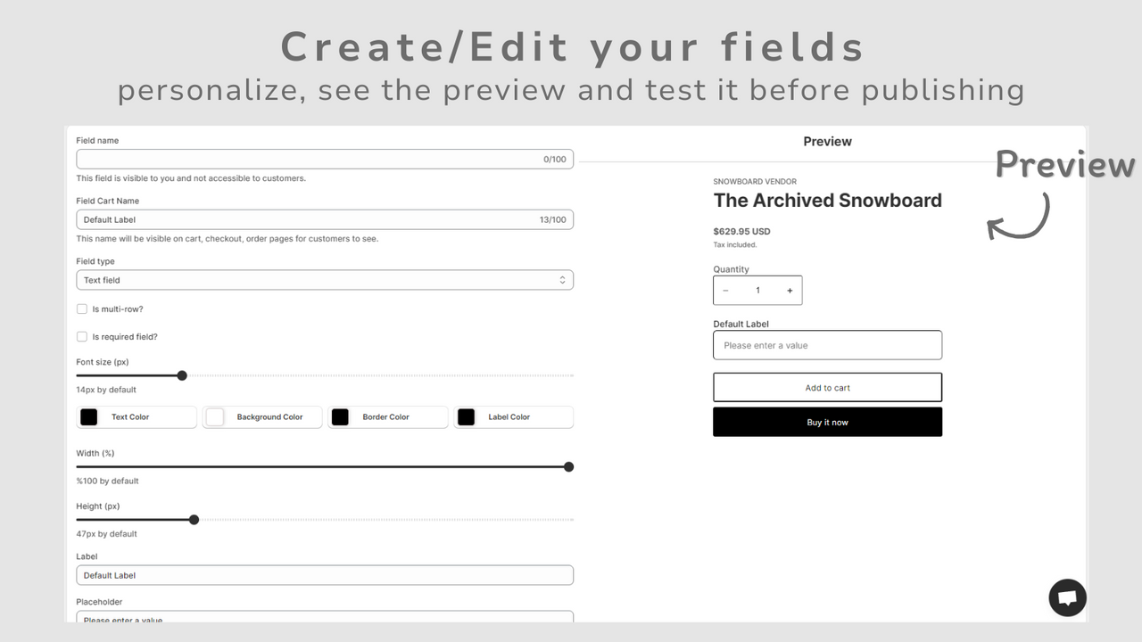 create order field, custom fields, file upload on dashboard
