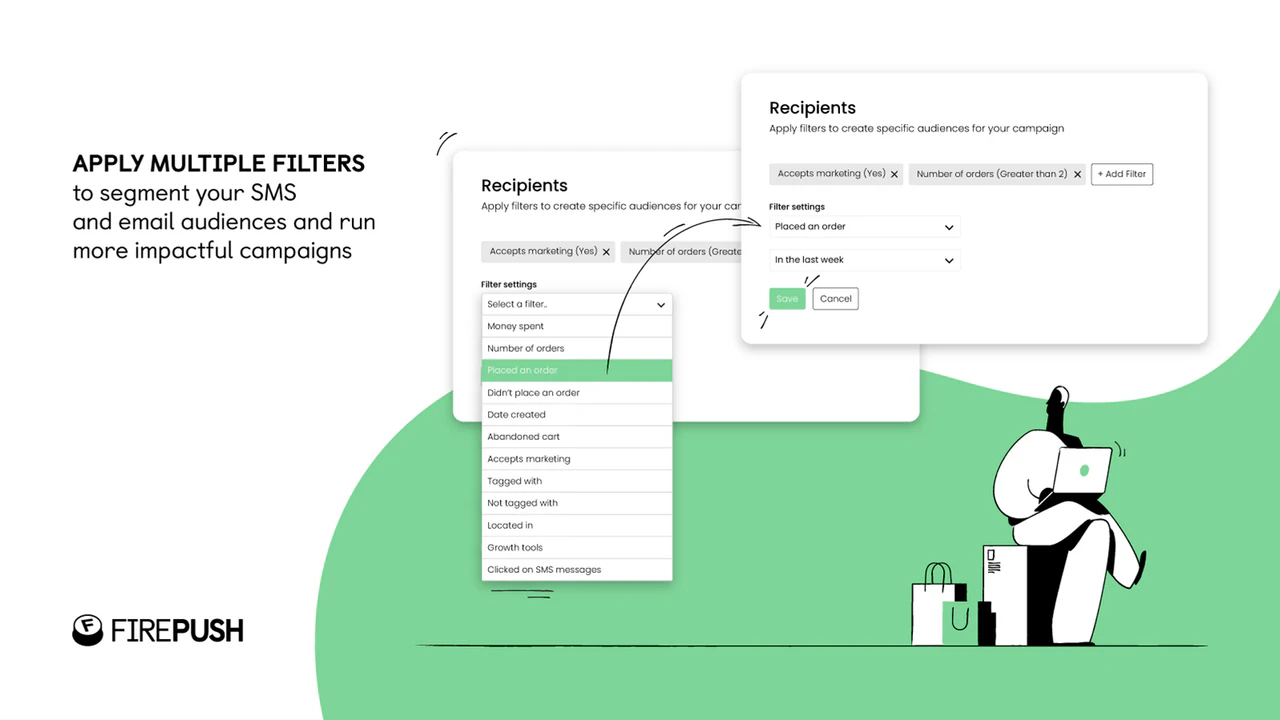 Segmente seus públicos de SMS e e-mail