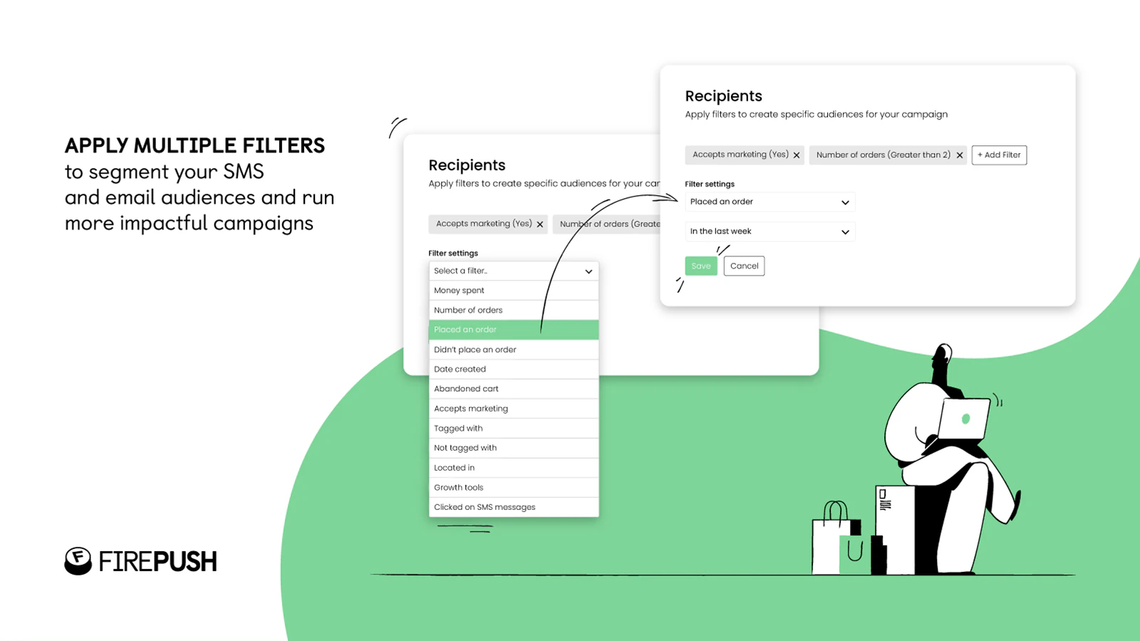 Segmente seus públicos de SMS e e-mail