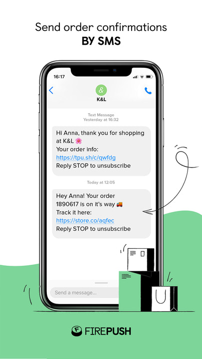 Orderbekräftelser via SMS för Shopify-kunder av Firepush