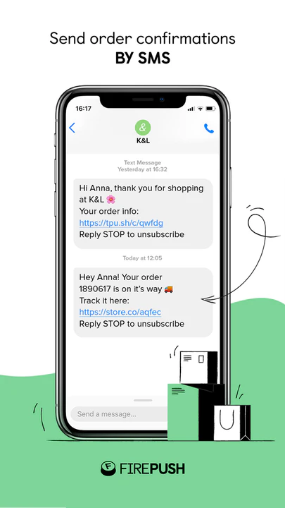 Order confirmations by SMS for Shopify customers by Firepush