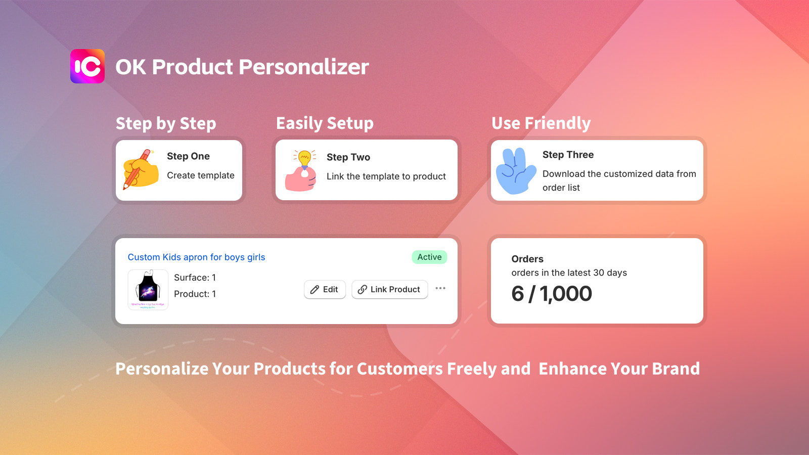 Painel do OK Product Personalizer