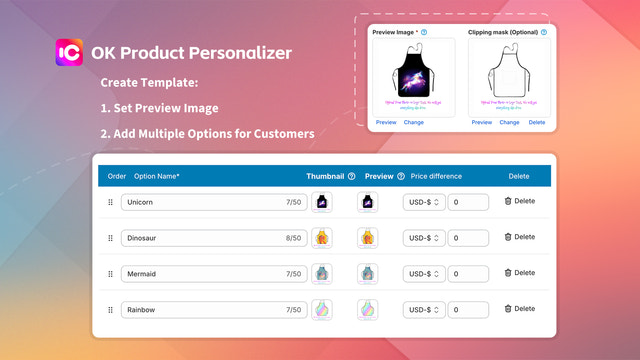 OK Product Personalizer Criar modelo