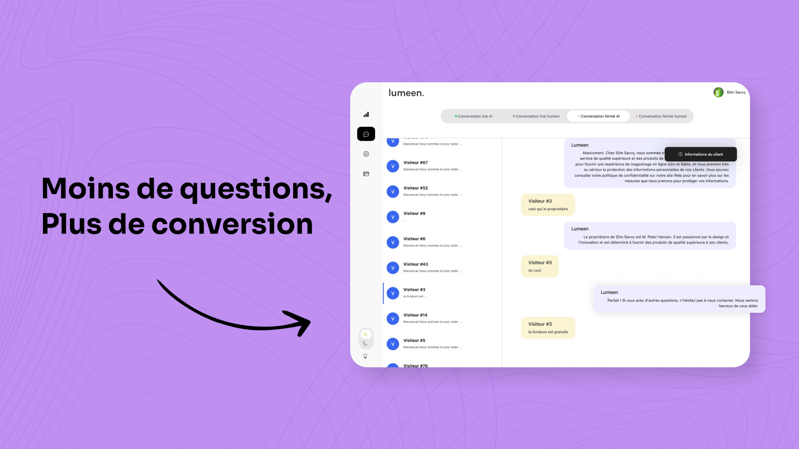 Moins de questions, Plus de conversion - tidio