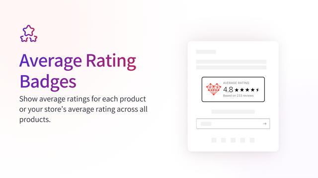 Show product ratings or your stores total average rating.