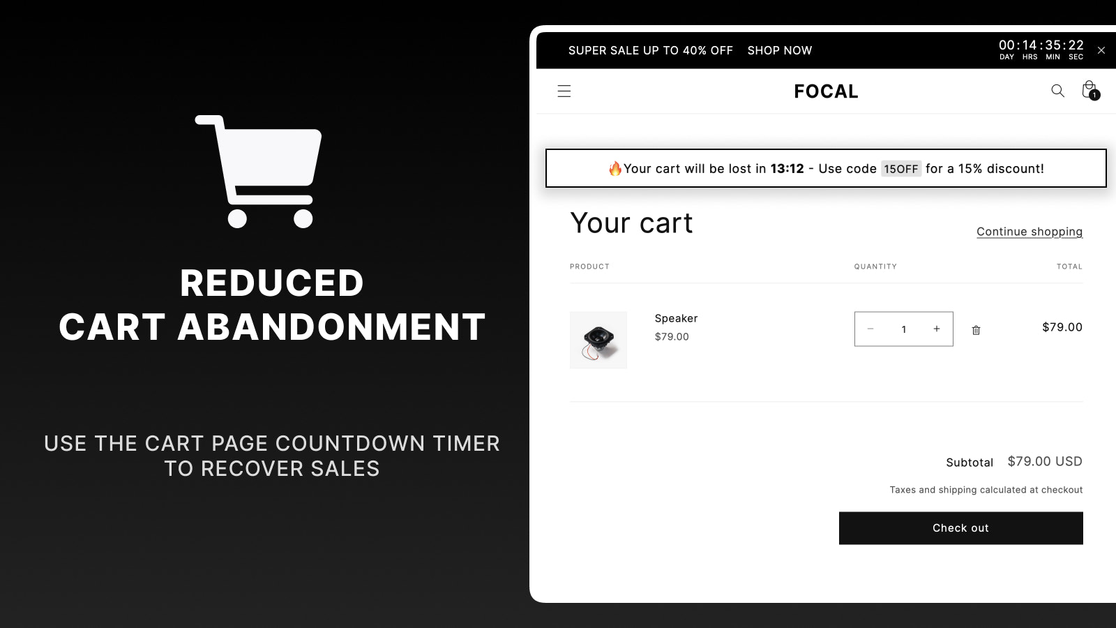 Reduced cart abandonment with cart page countdown timer