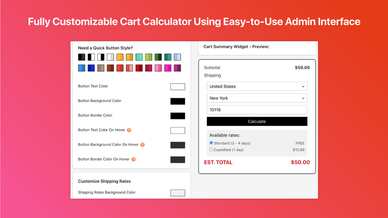 Calculadora de Envío en el Carrito Personalizable con Administración Fácil de Usar