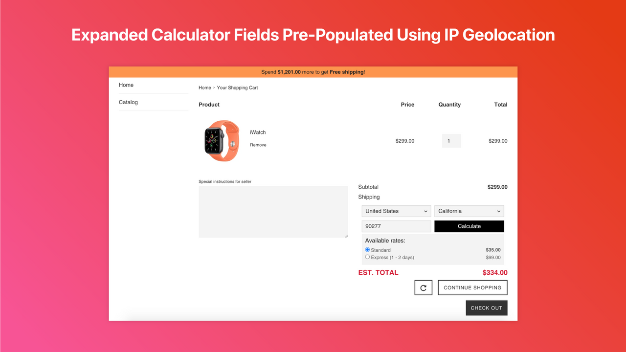 Calculez les Tarifs d'Expédition dans le Panier en Utilisant le Calculateur Étendu