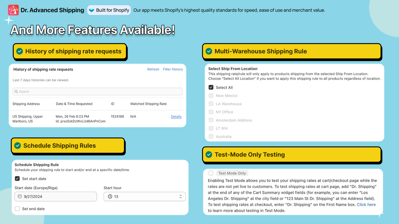 History, Multi-Warehouse, Scheduling, and more