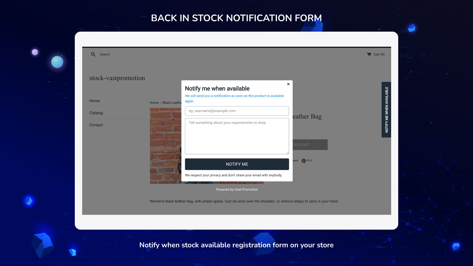 VP: Low Stock ‑ Restock Alert Screenshot