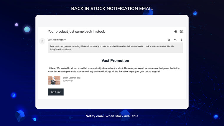 VP: Low Stock ‑ Restock Alert Screenshot