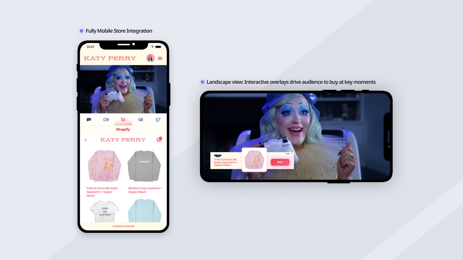 Transmissão ao vivo de Katy Perry com opção de compra (Mobile)