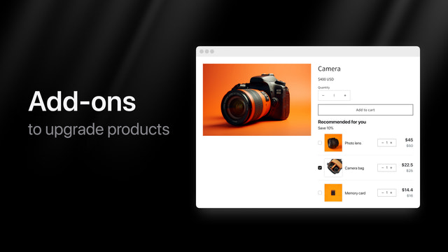 Product add-ons for Shopify