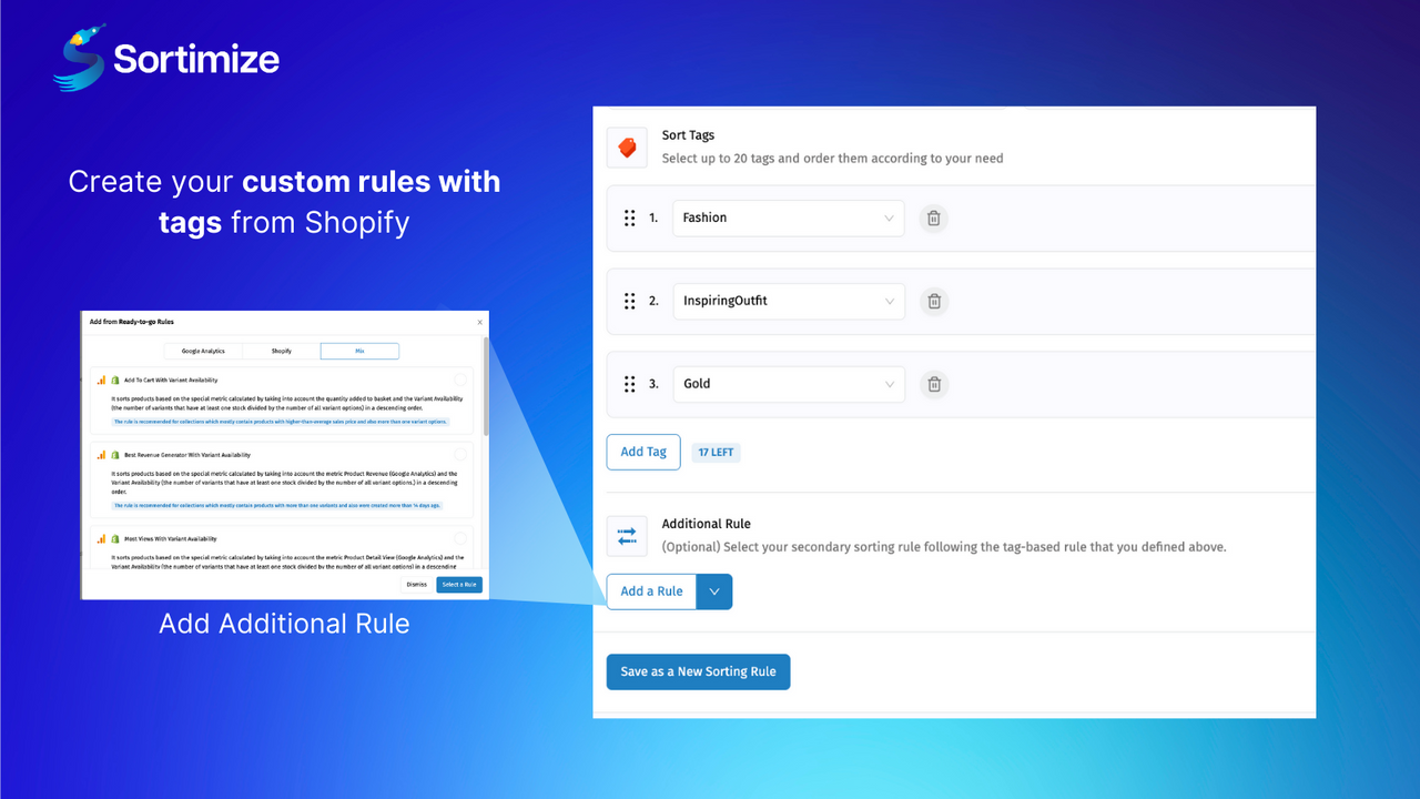 Erstellen Sie erweiterte Sortierregeln mit Tags von Shopify
