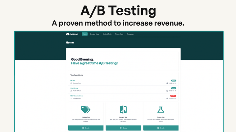 Lomio ‑ All‑In‑One A/B Testing Screenshot