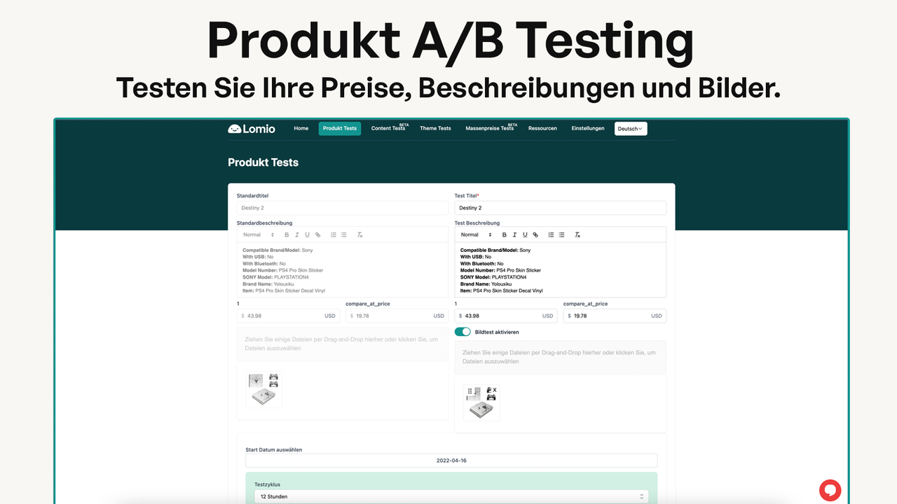 Product A/B Testen Sie Ihre Preise, Beschreibungen und Bilder