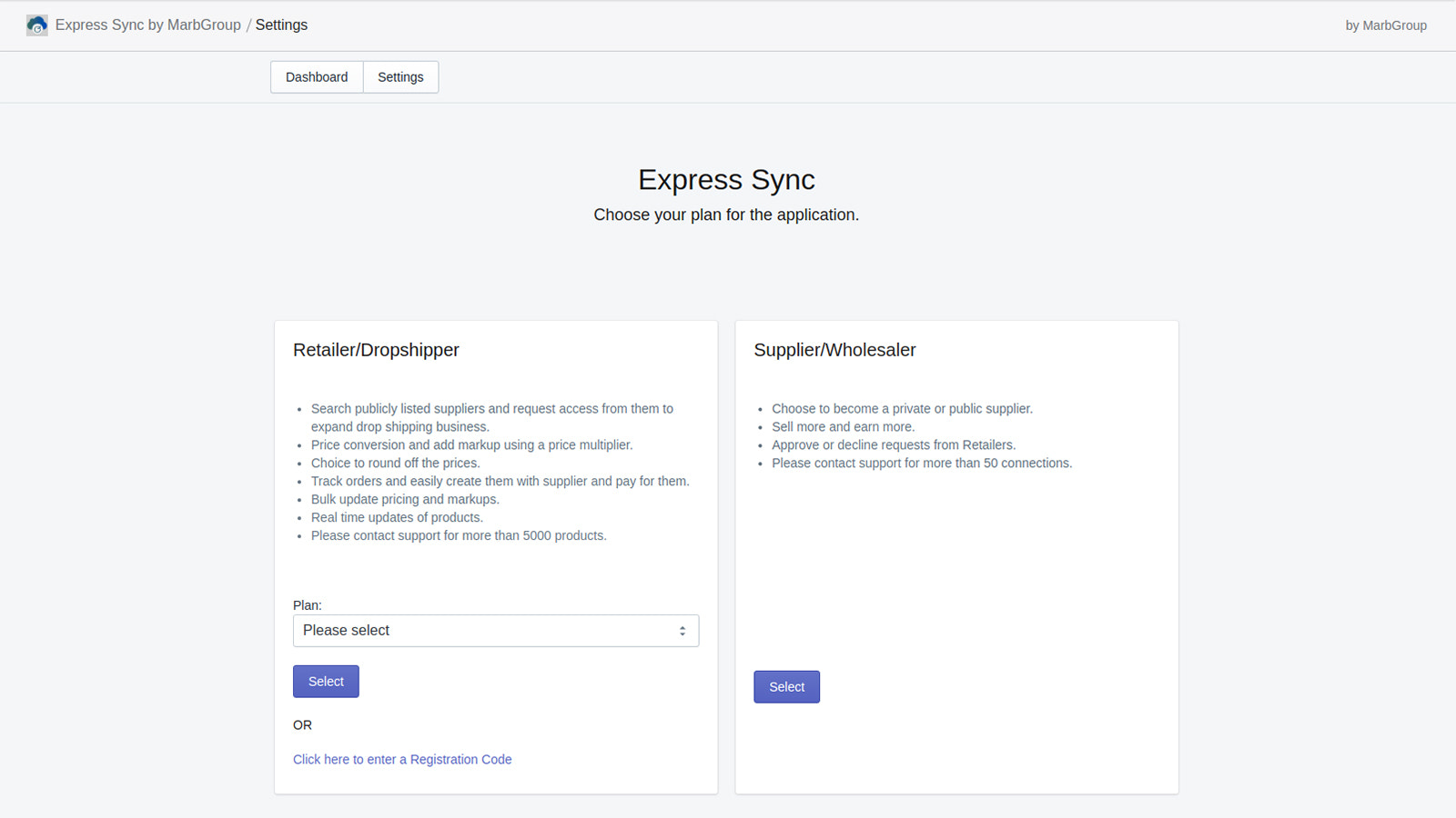 Características de la aplicación Express Sync