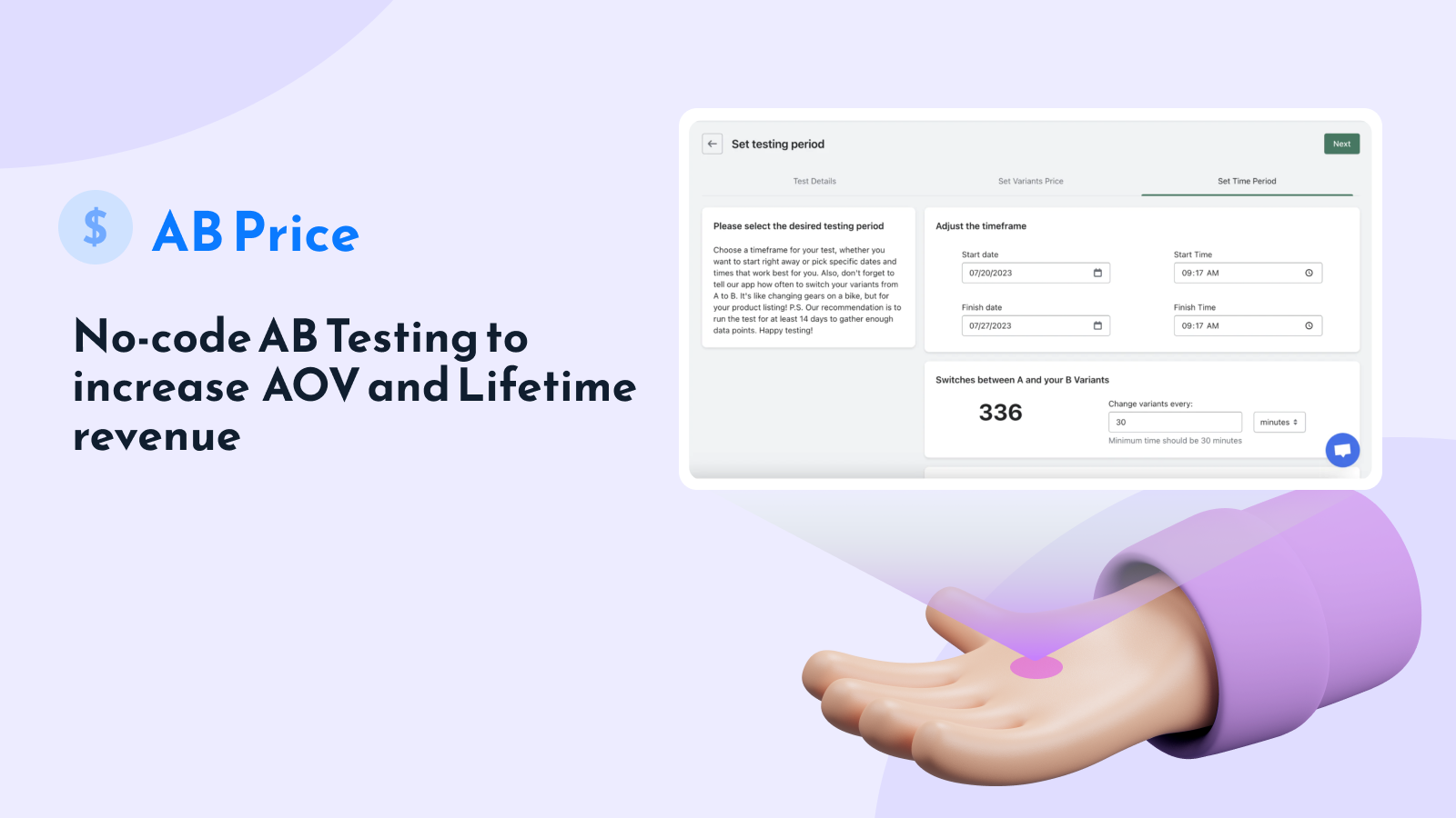 create ab price split test