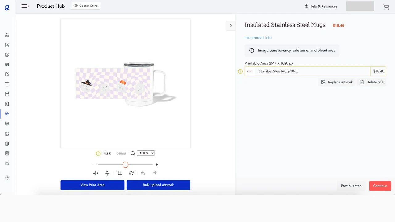 Adicione sua arte que você deseja editar para criar seu produto