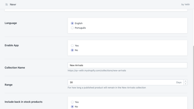 General settings view pt 2