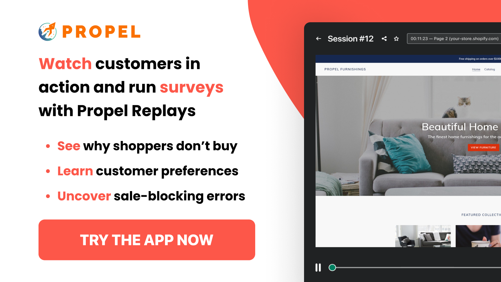 Surveys, screen recording and replay app for Shopify