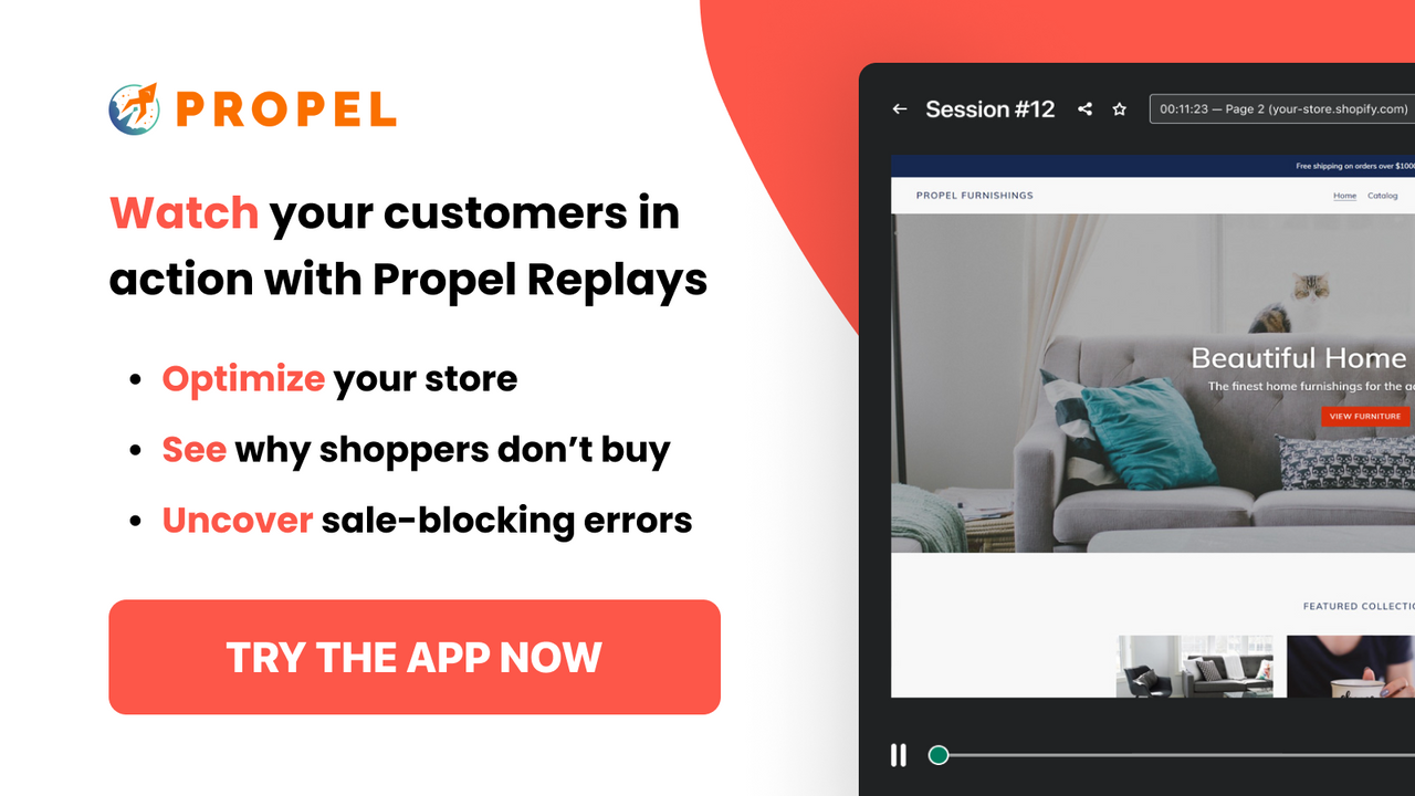 Propel Replays - Bildschirmaufzeichnungs- und Wiederholungs-App für Shopify