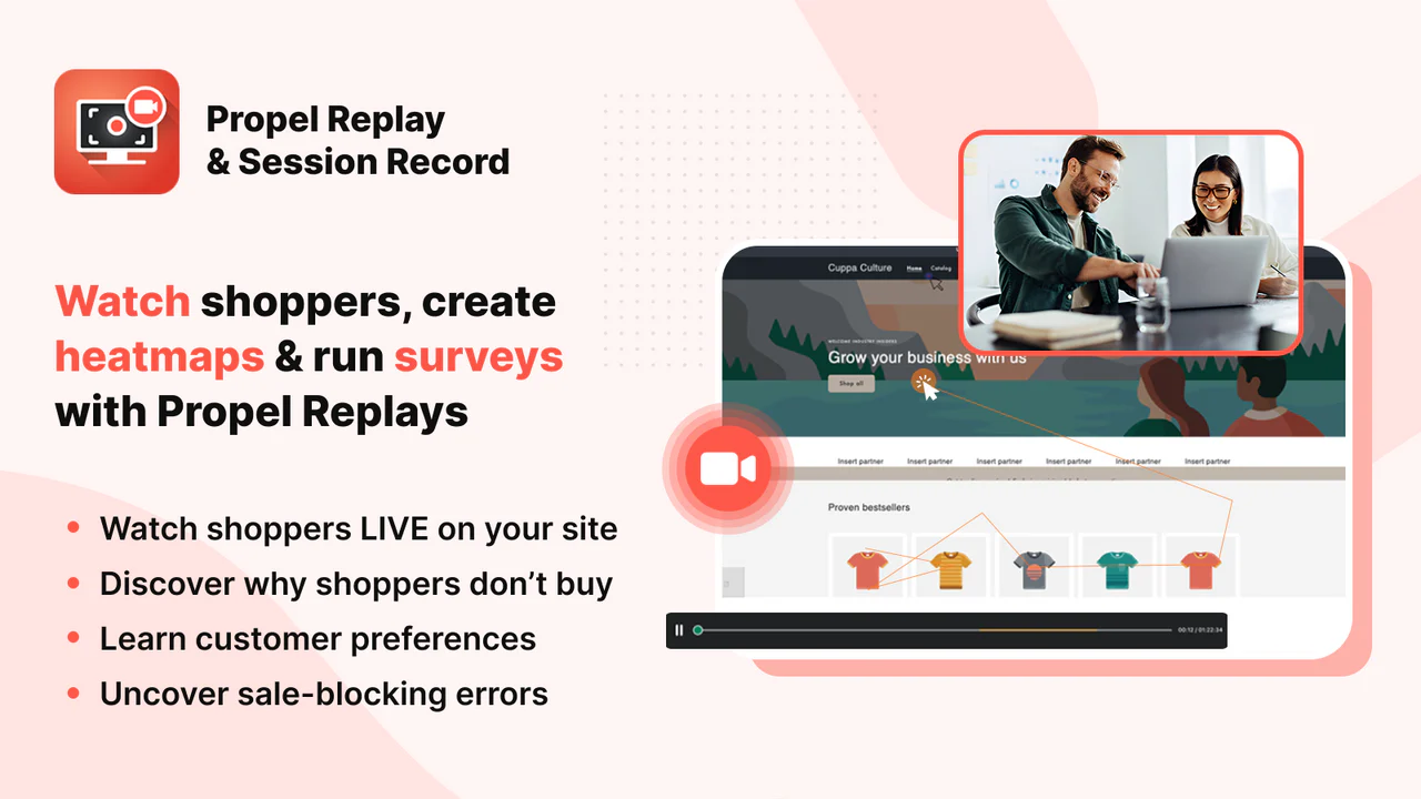 Surveys, heatmaps, screen recording and replay app for Shopify