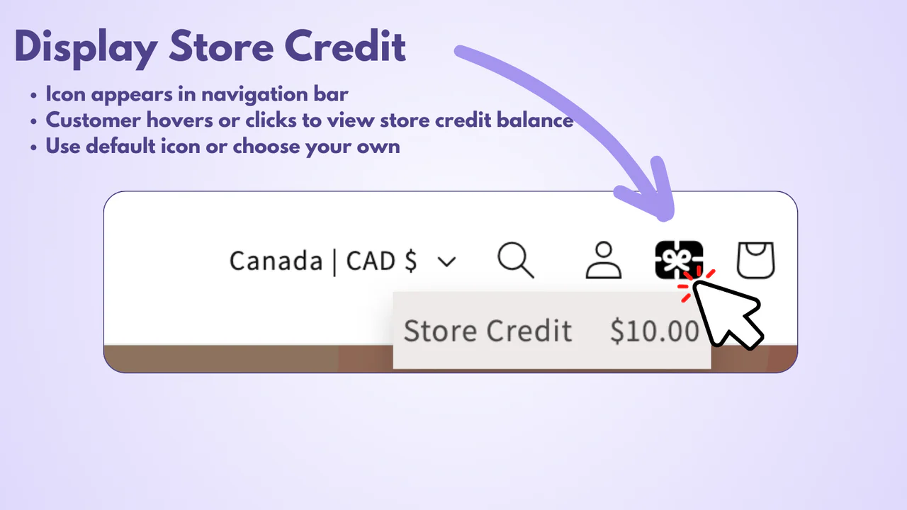 Display Store Credit - Icon appears in navigation bar