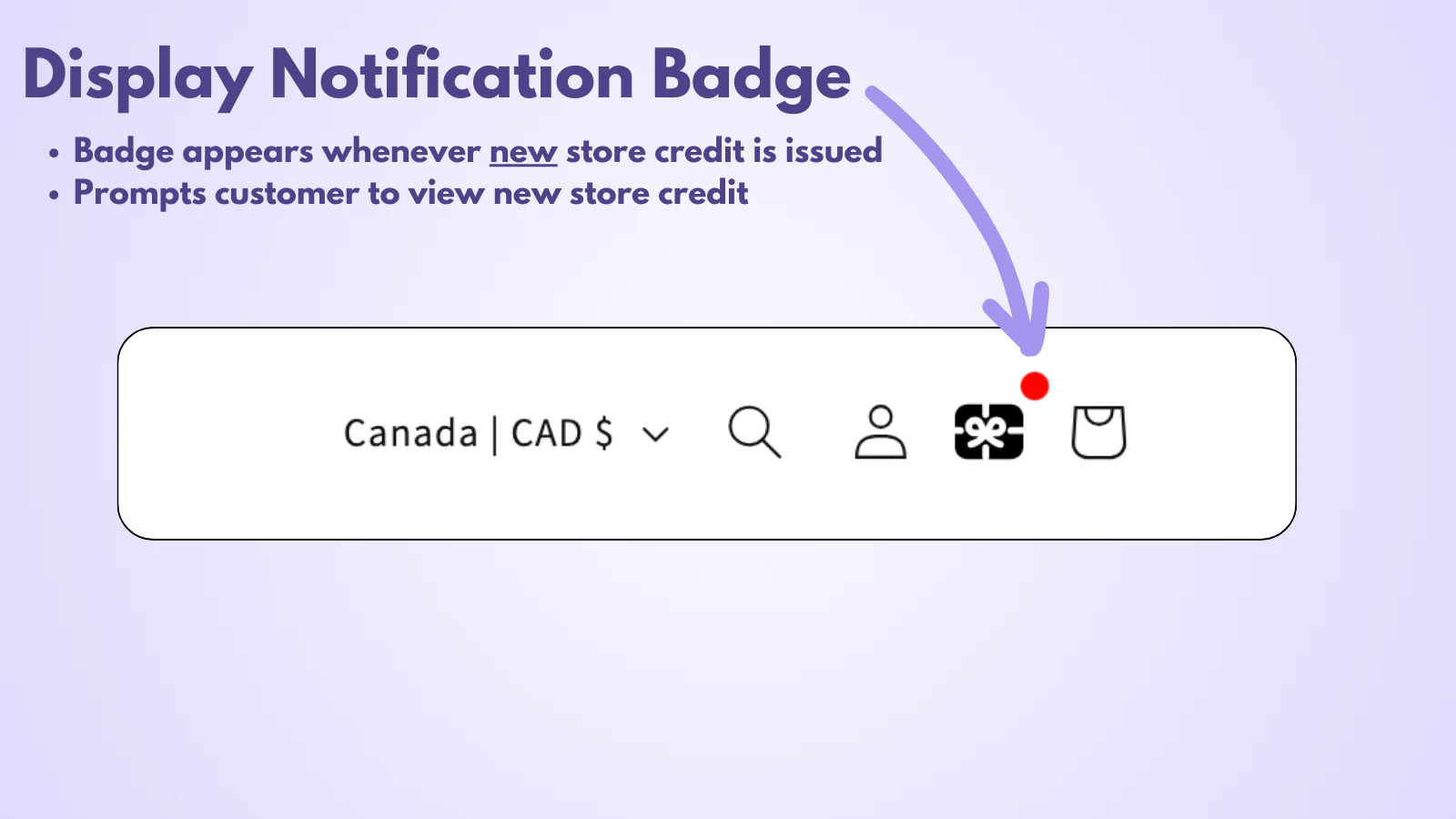 Display Notification Badge - Prompts customer to view new credit