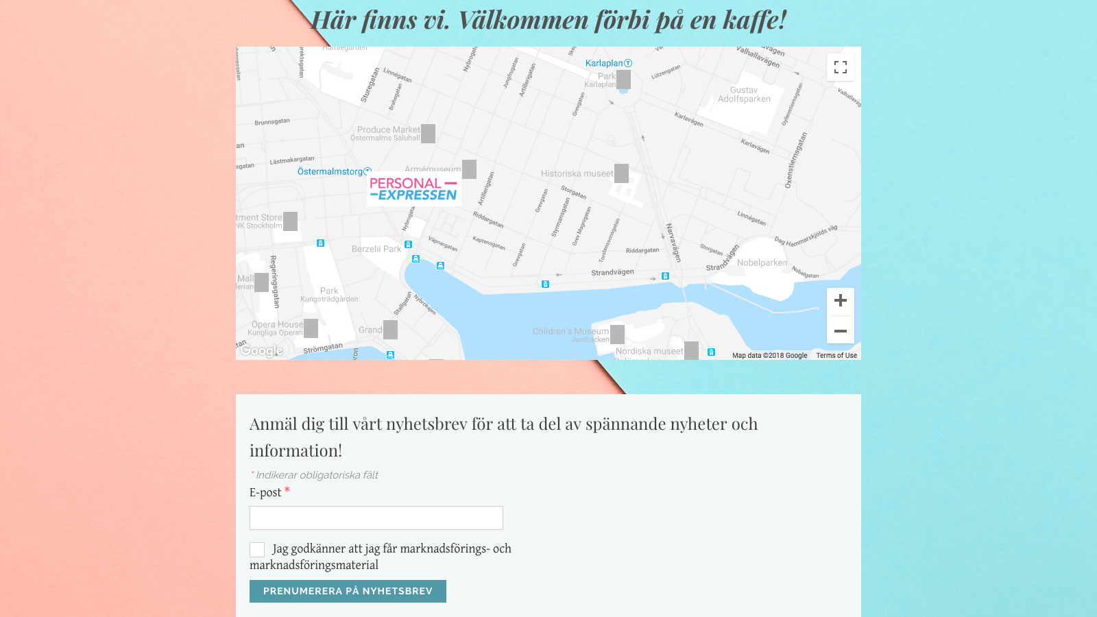 App inbäddad på en webbsida.