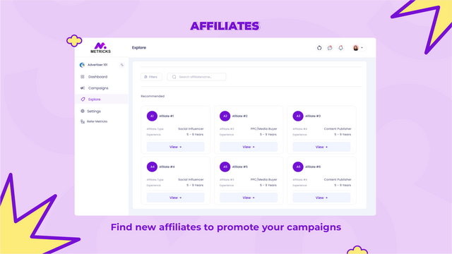 Fnd new affiliates to promote your campaigns 