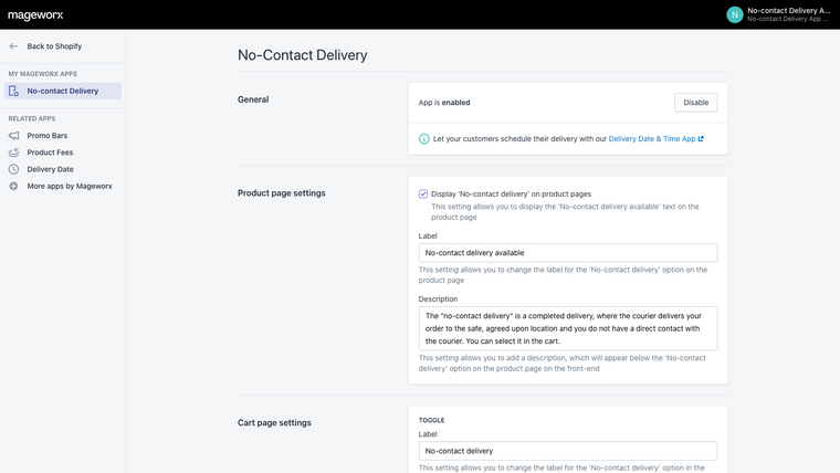 No‑Contact Delivery Screenshot