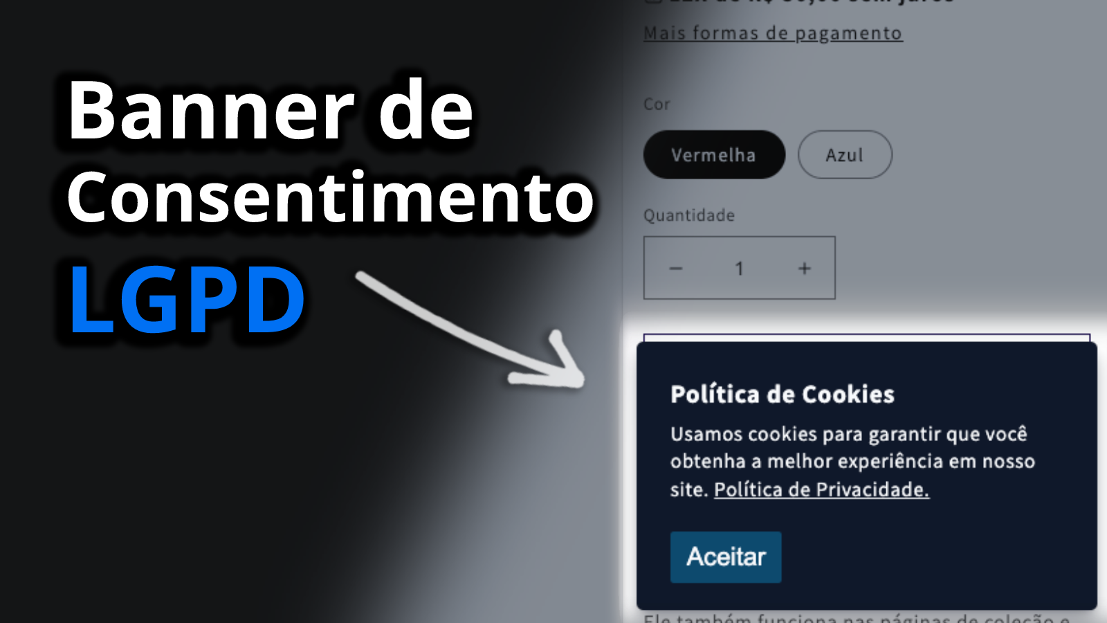 Banner de consentimento LGPD