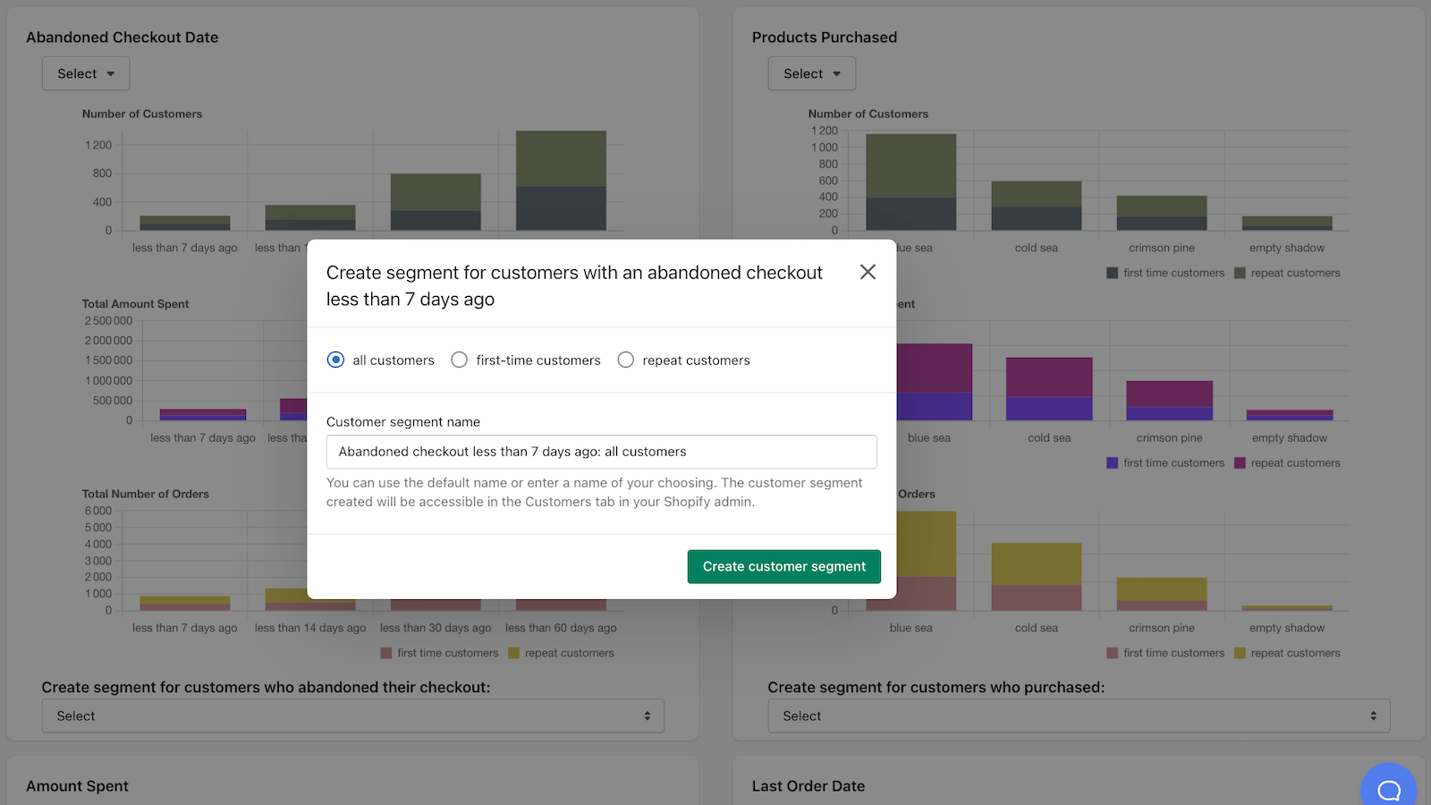 Create segments popover