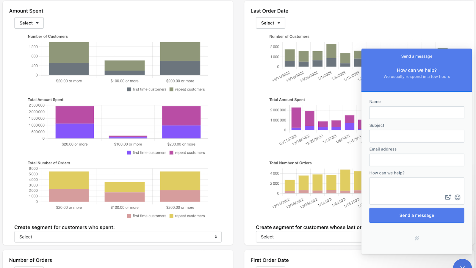 More sample chart groups with help chat