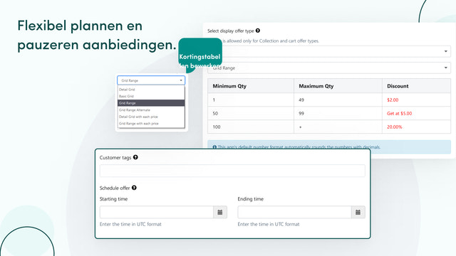 Flexibele planning en pauze-opties zijn beschikbaar. 