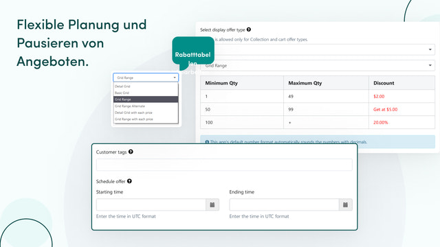 Flexible Planungs- und Pausenoptionen sind verfügbar.