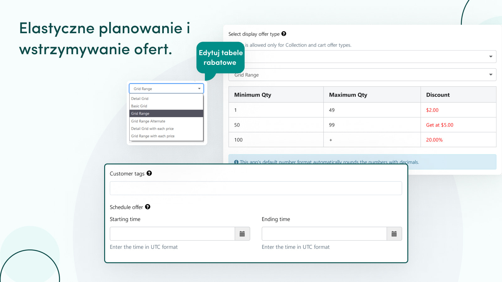 Dostępne są elastyczne opcje planowania i pauzy. 