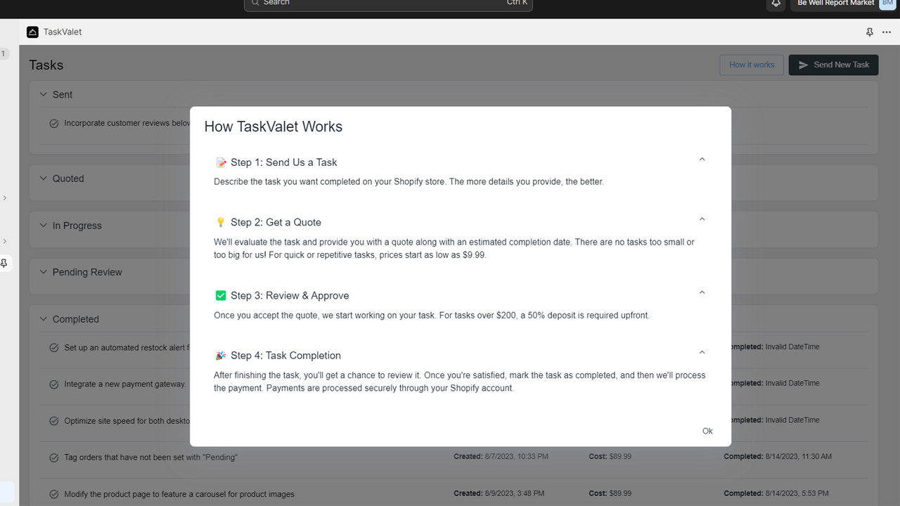 Steps describing how TaskValet works.