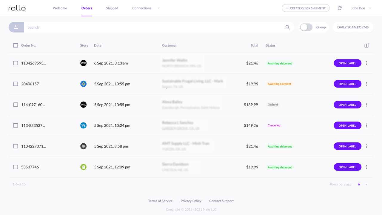 Bestellungen Dashboard