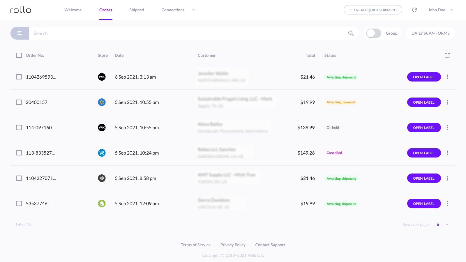 Orders dashboard