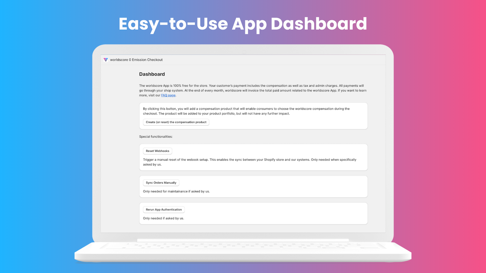 et skærmbillede af worldscore app dashboard