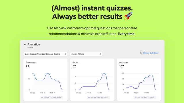 Door AI aangedreven quiz om conversies en gemiddelde orderwaarde te verhogen.