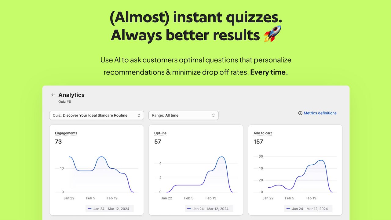 AI-powered quiz to increase conversions and average order value.