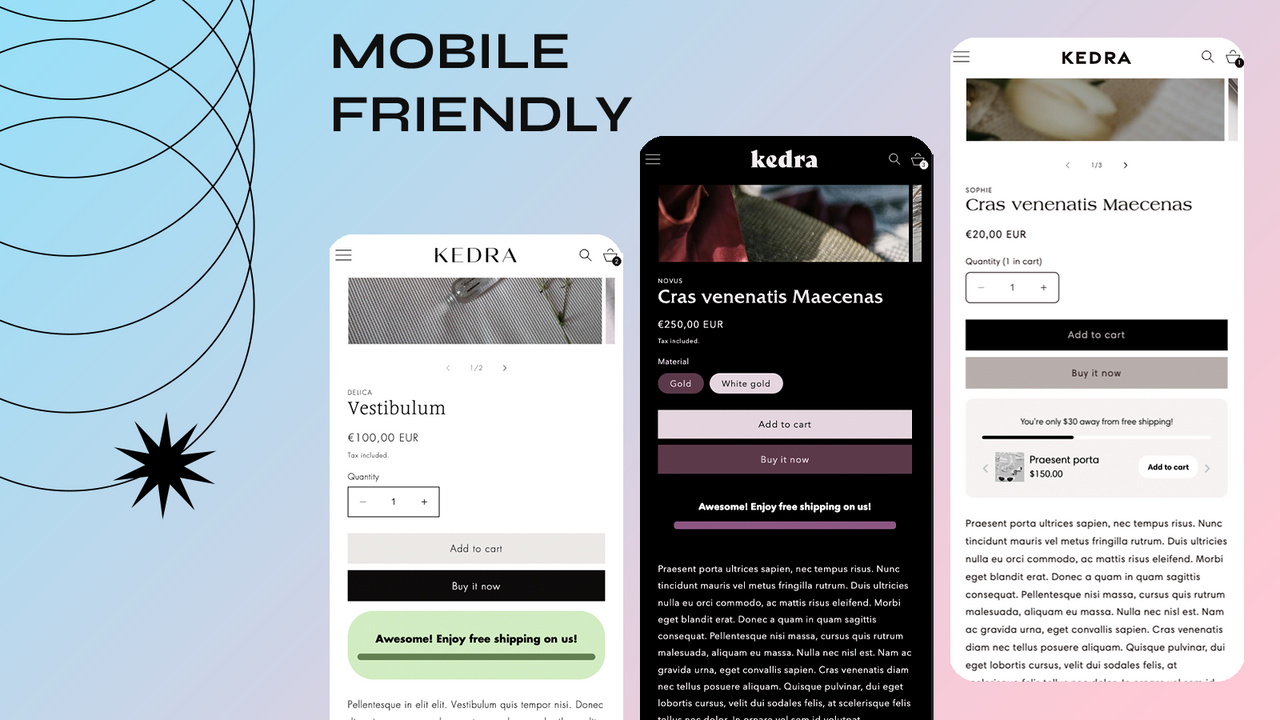 Mobiles kostenloses Versand-Upsell-Banner