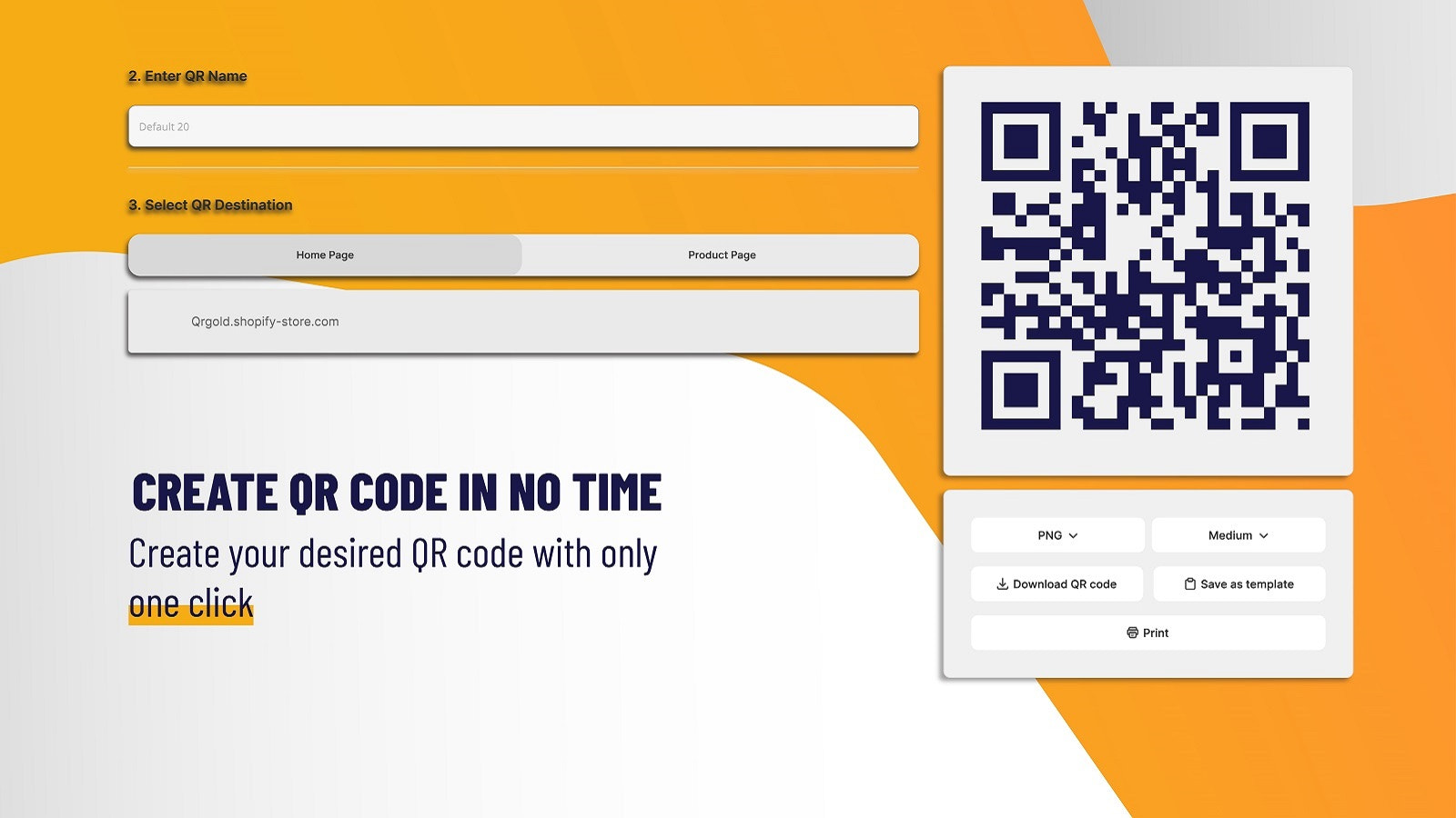 Create your desired QR code with only one click